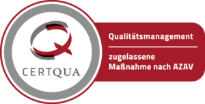 CERTQUA-Logo mit dem Text Qualitätsmanagement – zugelassene Maßnahme gemäß AZAV.